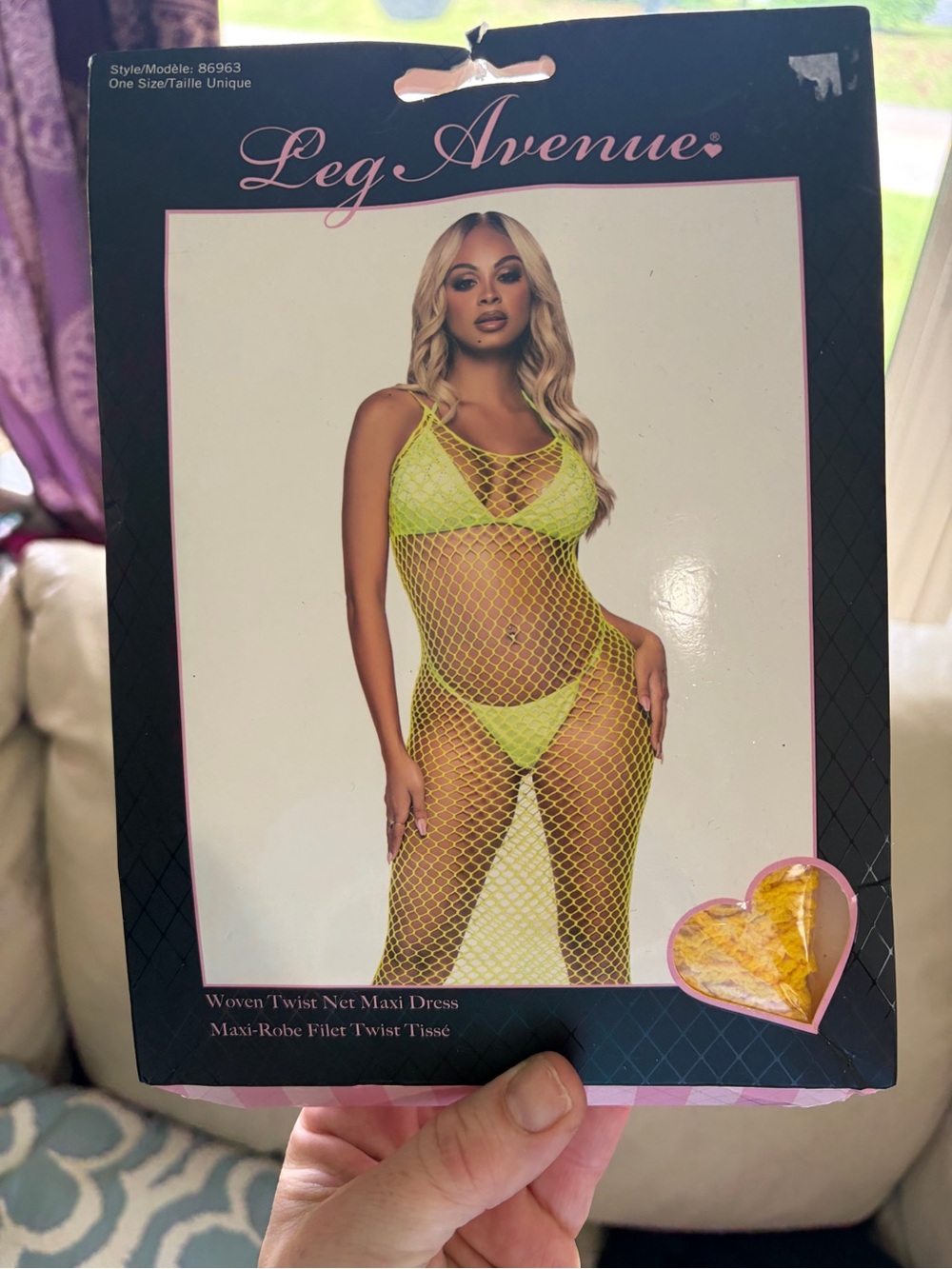 Leg Avenue Neon Yellow Fishnet Maxi Chemise